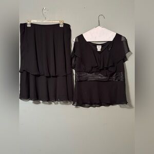 Komarov Black Layered Skirt Set
